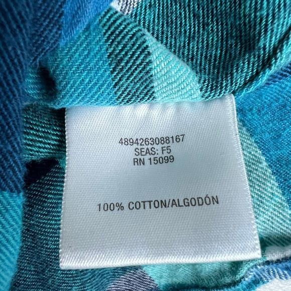 Roebuck & Co Mens Blue Plaid Long Sleeve Button Up Flannel Shirt Large - Picture 5 of 5